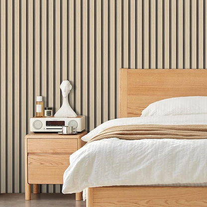 Arthome Wood Slat Wallpaper 17''x120'' Peel and Stick self Adhesive Wood Wallpaper PVC Vinyl Decorative Removable Wallpaper Waterproof Faux Wood Grating Stripe Contact Paper for Living Room (Oak)