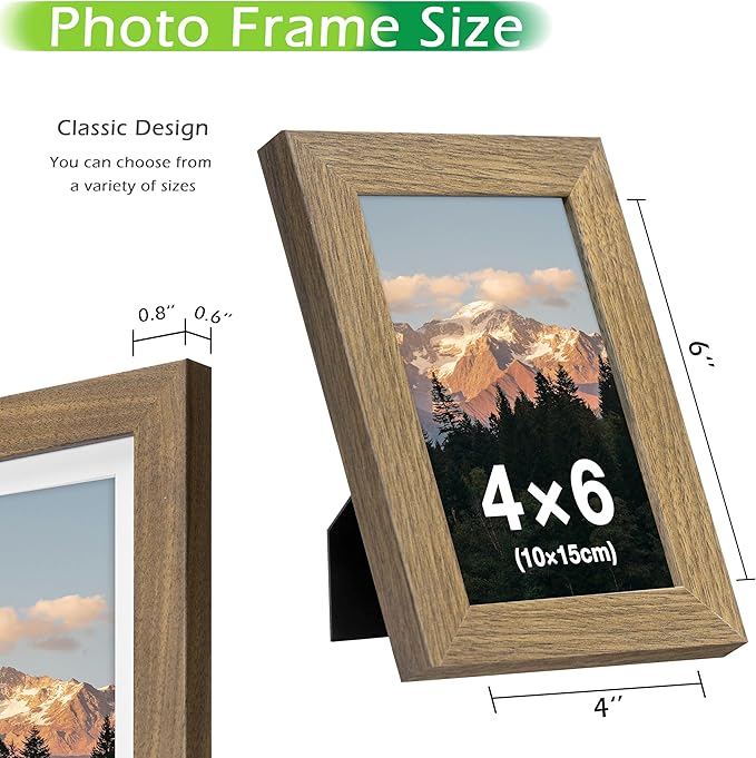 FrameWorks 2-Pack, 4x6 Picture Frame, Dark Oak – Classic Wooden Photo Frame with Tempered Glass, Modern Matte Finish for Prints, Posters, Certificates & Wall Decor – Gallery-Ready