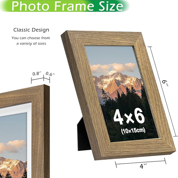 FrameWorks 2-Pack, 4x6 Picture Frame, Dark Oak – Classic Wooden Photo Frame with Tempered Glass, Modern Matte Finish for Prints, Posters, Certificates & Wall Decor – Gallery-Ready