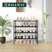 Smiry Bamboo Shoe Rack, 4 Tier Shoe Organizer for Entryway & Closet, Stackable Free Standing Storage Shelf for Shoes, Bags & Plants, Black
