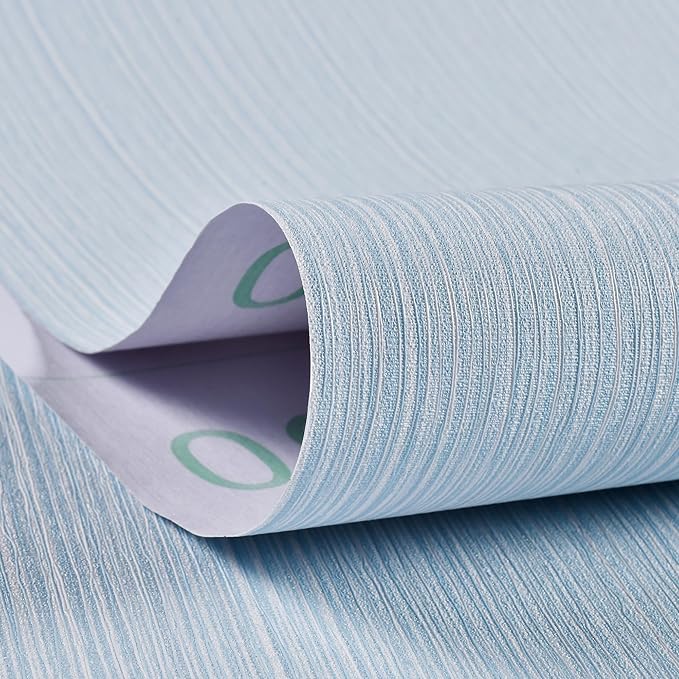 Haimin Grasscloth Wallpaper Textured 24in X 393in Fabric Contact Paper Light Blue Wall Paper Textured Linen Peel and Stick Self-Adhesive Thick Vinyl Embossed Film Wallpaper
