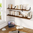 Fun Memories Floating Shelves for Wall, 12 Inch Deep Floating Shelves Set of 2, 24W x 12D Large Wall Shelf with Sturdy Metal Brackets for Living Room, Bathroom, Bedroom and Kitchen, Rustic Brown