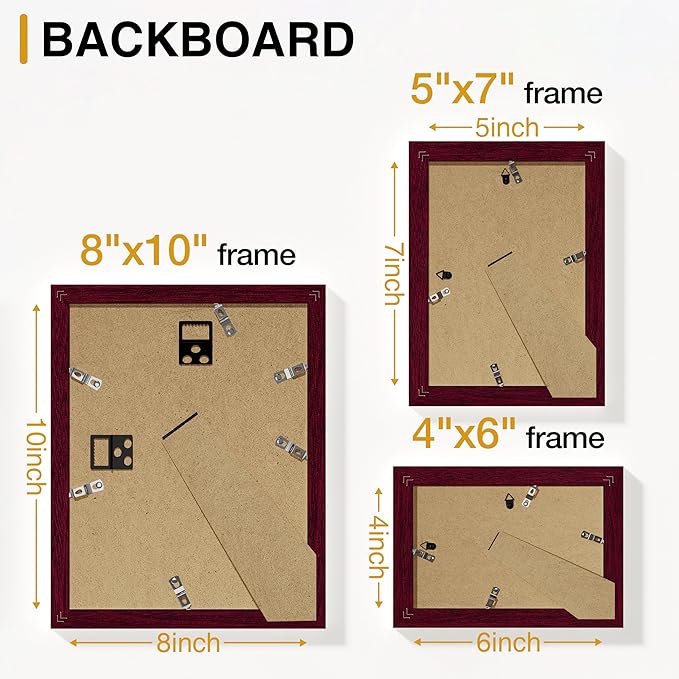 Vittanly 15 Pack Picture Frames Collage Wall Decor for Mounting or Tabletop Display, Gallery Frame Set for Family, Multi Sizes Including 3pcs 8x10, 6pcs 5x7, 6pcs 4x6, Cherry Red
