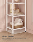 Bookcase Bookshelf, Tempered Glass Arched Bookshelf for More Storage, Slim Shelving Unit for Bedroom, Bathroom, Home Office, Steel Frame, 6 Tier White BC20699W