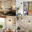 Set of 2 Wall Sconces for Bathroom, Modern Vanity Light Fixtures, Bronze Wall Mount Lighting Lanterns, Farmhouse Wall Lights with Clear Glass Shade for Bedroom Living Room Mirror Hallway Kitchen