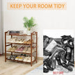 4 Tier Bamboo Shoe Rack, Free Standing Shoes Rack Shoe Shelf Shoe Organizer for Closet, Entryway, Bedroom, Living Room, Front Door, Studio, Bathroom
