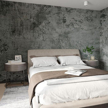 FunStick 24"x200" Industrial Slate Grey Concrete Wallpaper Peel and Stick Countertop Contact Paper Waterproof Textured Cement Wallpaper Self Adhesive Removable Concrete Wall Paper for Kitchen Bathroom