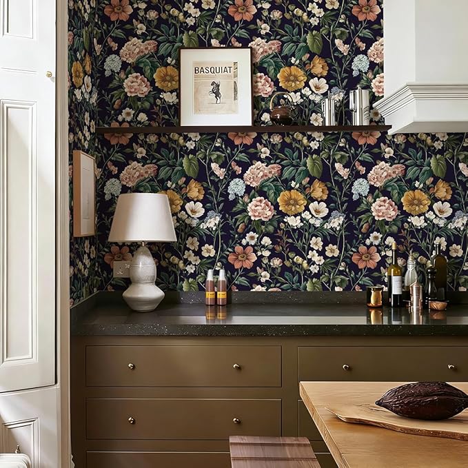 Livebor Floral Peel and Stick Wallpaper Vintage Floral Contact Paper 16.9