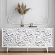 LACHEERY 3D Embossed Wallpaper White Floral Peel and Stick Wallpaper Modern Self Adhesive Removable Leaf Flower Contact Paper for Cabinets and Drawers Bedroom Living Room Wall Paper Roll 17.5