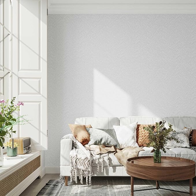 White Countertop Contact Paper Peel and Stick Wallpaper White Wall Paper for New Environmentally Friendly Upgrade Silk Textured Embossed Wallpaper for Cabinets, Drawers, Countertops 35.4''x118''