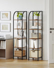 Bookshelf Bookcase Narrow Bookcase Shelf Organizer with Steel Frame for Study Living Room Bedroom Kitchen Home Office Industrial Bookshelf 5-Tier Rustic Brown BC55001B