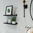 Black Floating Shelves for Wall Decor, Wall Mounted Wood Storage Shelf for Bedroom, Living Room, Bathroom, Kitchen, Nursery, Display Picture Ledge Shelf with Lip Set of 2-16 Inches, Black