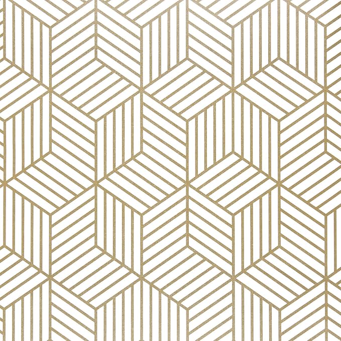 WENMER 17.71 Inch x 236 Inch Geometric Hexagon Wallpaper Peel and Stick Wallpaper Contact Paper Removable Self Adhesive Wall Paper Vinyl Film for Home Drawer Cabinet Countertop Door