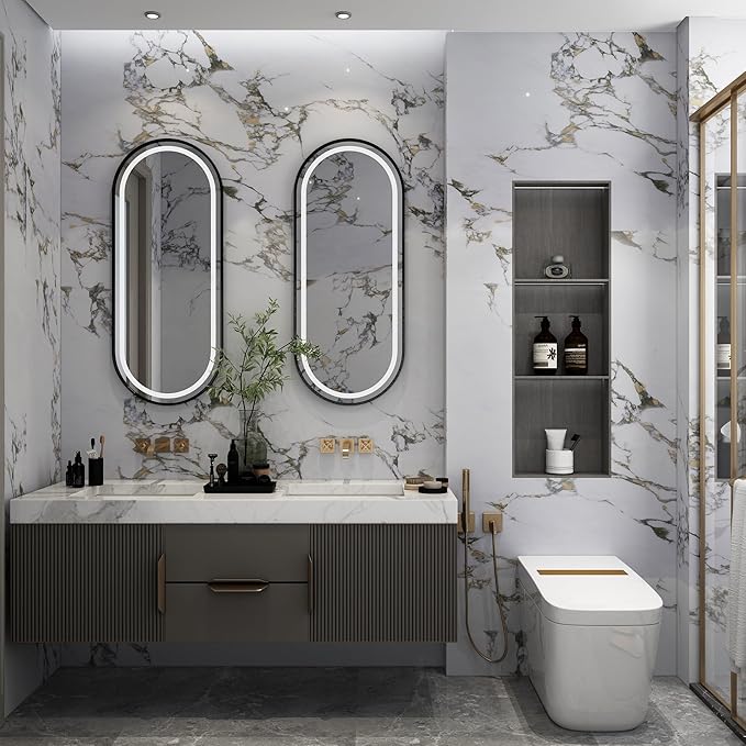 White Gold Marble Granite Contact Paper Kitchen Countertop peel and stick heat resistant wall paper 394x48inch widen Counter top Vinyl Wrap Waterproof Bathroom Wallpaper Carbon Rock Board wall sticker