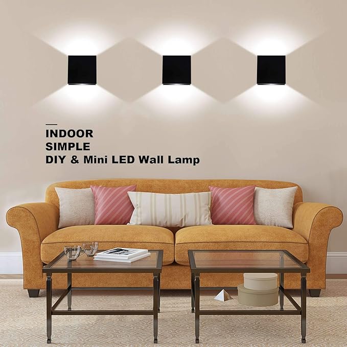 Lightess Mini LED Wall Sconces Dimmable 10W, Modern Wall Lamp Black Up Down Wall Mount Lights Mini Metal for Living Room Hallway Bedroom Decor, Cool White, O1186TP