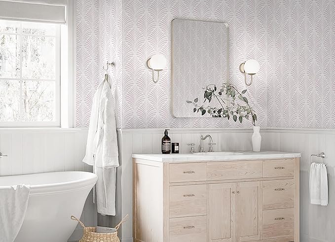 Safiyya Peel and Stick Wallpaper Boho Contact Paper Pink Geometric Modern Wall Paper Self Adhesive Removable Wallpaper for Bedroom Vinyl Rolls 17.3