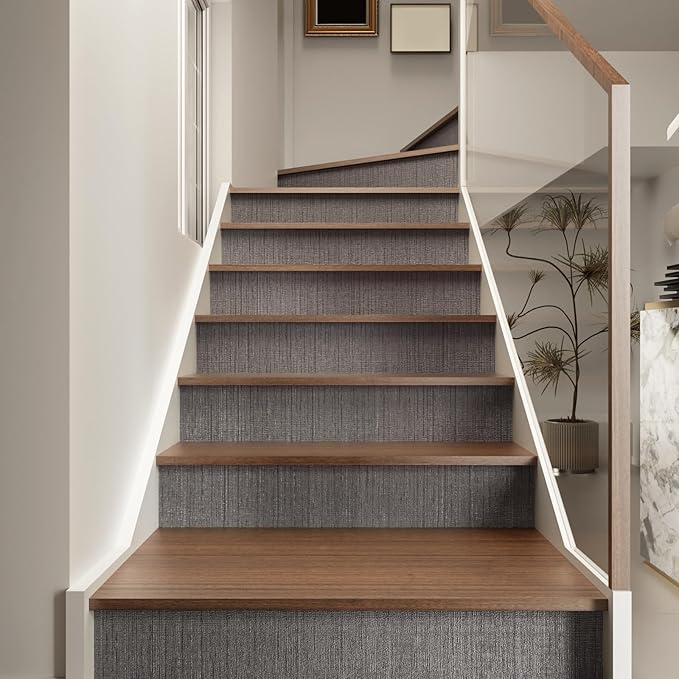 CRE8TIVE Dark Grey Grasscloth Wallpaper Removable Textured Wallpaper Stick and Peel Grasscloth Contact Paper for Cabinets Waterproof Self Adhesive Fabric Wall Paper for Bathroom Bedroom Walls 12"x354"