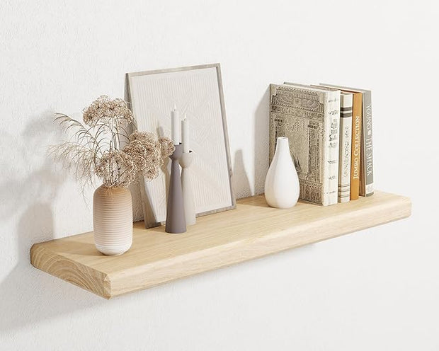 Axeman 30Inch Natural Wood Floating Shelves for Wall|Rustic Wooden Shelves for Bedroom Kitchen Bathroom|Storage Shelf with Invisible Bracket for Wall Mounted|Set of 1|Natural Color