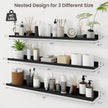 Axeman 40 Inch Floating Shelves | Black Picture Ledge Shelf Set of 3 | Rustic Wood Wall Shelves with Lip | 40