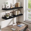 Fun Memories Floating Shelves Set of 2, 40 Inch Long Wooden Wall Shelves, 10 Inch Deep Wall Mounted Storage Shelf with Metal Brackets for Living Room, Bathroom, Bedroom and Kitchen, Black