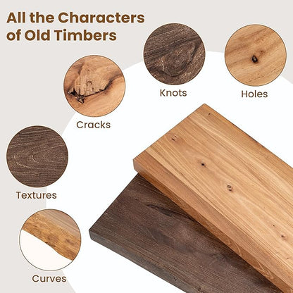 Floating Shelves for Wall Decor, Rustic Solid Elm Wood Live Edge Floating Shelves Wall Mounted, Wall Shelves with Invisible Bracket for Living Room Bathroom Bedroom Kitchen, 40 Inch Set of 1, Walnut