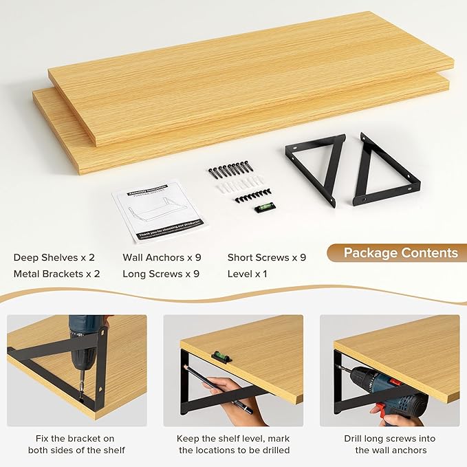Deep Floating Shelves Wall Mounted, 30