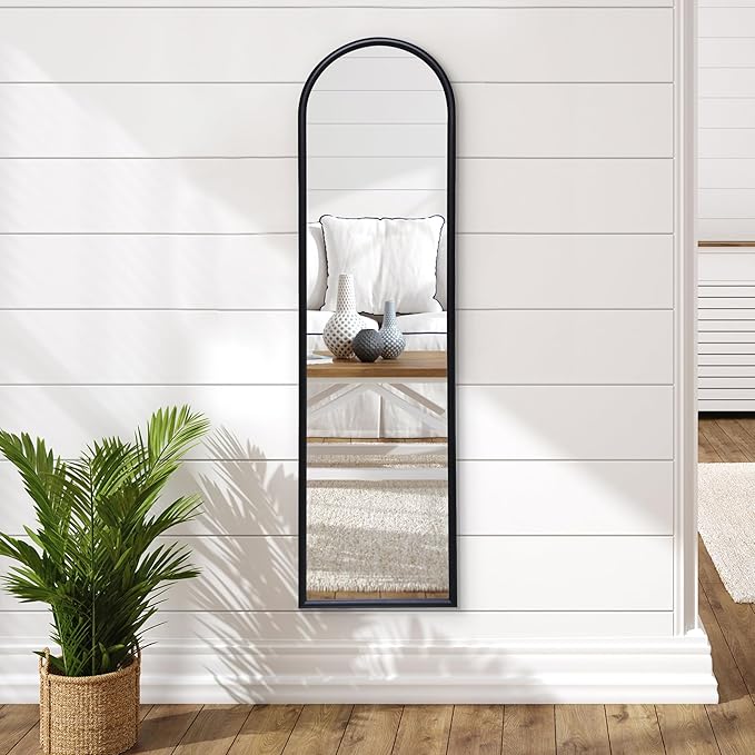 Americanflat 15x59 Arched Mirror with Stand- Large Hanging Mirrors with Durable Frame - Modern Mirror for Bathroom, Bedroom, Living Room - Mirrors for Wall Display and Home Decor - Black