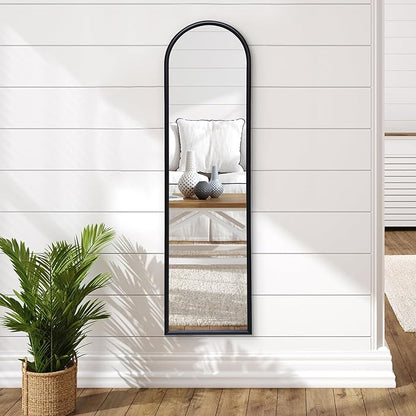Americanflat 15x59 Arched Mirror with Stand- Large Hanging Mirrors with Durable Frame - Modern Mirror for Bathroom, Bedroom, Living Room - Mirrors for Wall Display and Home Decor - Black