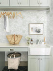 Ismoon Large Floral Peel and Stick Wallpaper Boho White and Green Contact Paper 17.3inx6.5ft Modern Wall Paper Removable Self Adhesive Vinyl Wallpaper for Bedroom Cabinet Bathroom Mural Wall Decor