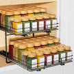 RCHYFEED Spice Rack Organizer for Cabinet, 2 Tier Slide out Spice Organization for Inside Cabinets & Pantry, Heavy Duty Adjustable Metal Spice Racks for Seasoning Organizer (13.5