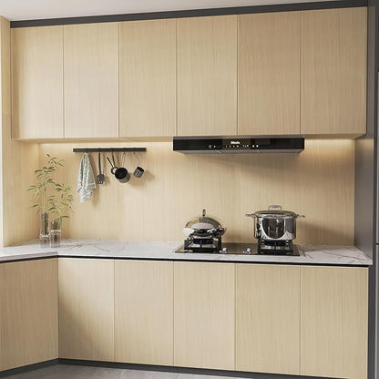BOMENG White Oak Wood Contact Paper Peel and Stick Light Oak Wallpaper Countertops for Kitchen Beige Wood Wallpaper 16"x118" Faux Wood Grain Wall Paper for Cabinets Drawes Liner Walls Desk