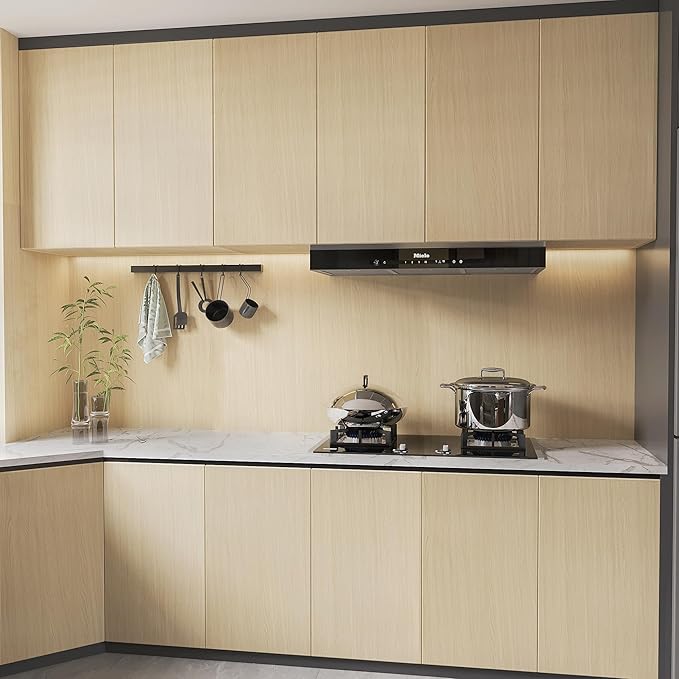 BOMENG Large White Oak Wood Wallpaper Light Oak Contact Paper Peel and Stick Countertops for Kitchen Beige Wood Wallpaper 32