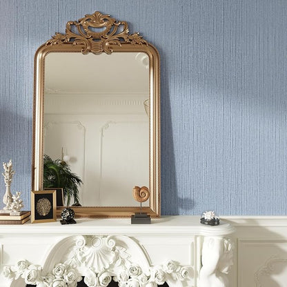 CRE8TIVE Large Size 24"x354" Light Blue Grasscloth Peel and Stick Wallpaper Textured Faux Grasscloth Contact Paper for Cabinets Removable Fabric Linen Wallpaper Blue Wall Covering for Bathroom Bedroom