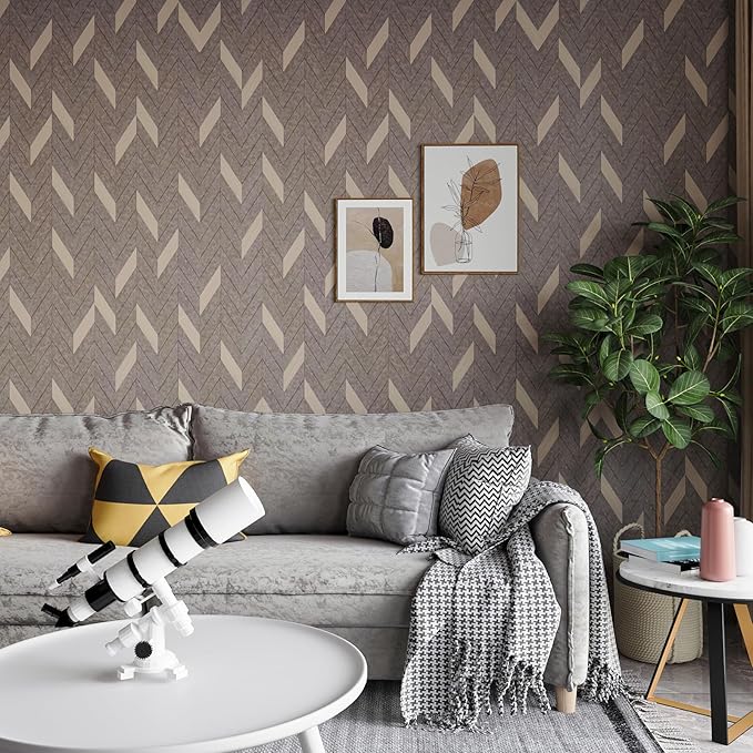 Herringbone Peel and Stick Wallpaper Geometric Wallpaper Boho Contact Paper for Cabinets Stripe Wallpaper for Bedroom 16''×354'' Adhesive Removable Waterproof Wall Paper for Bathroom Laundry Room