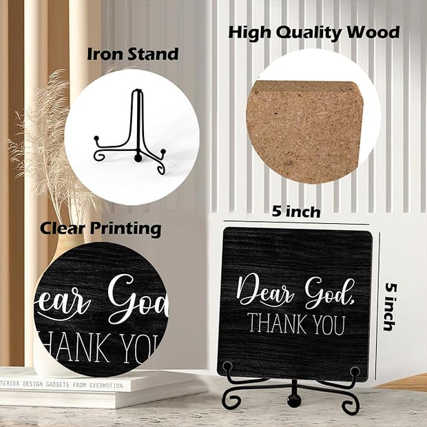 Modern Farmhouse Decor, Home Decor For Living Room, Boho Chic Aesthetic Shelf Decorations, Christian Dear God Sign, Farm House Entryway Tv Stand Fireplace Coffee Table Decoration (03)