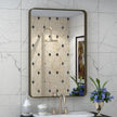 16x24 Bronze Bathroom Mirror, Rounded Rectangle Bronze Frame Mirror, Brushed Bronze Bathroom Vanity Mirror Wall-Mounted, Anti-Rust, Hangs Horizontally or Vertically