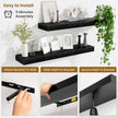 Fun Memories Floating Shelves 30 Inch, Wall Mounted Wood Shelf Set of 2, Farmhouse Decor for Bathroom, Bedroom, Kitchen, Living Room, Black