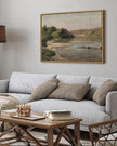 SHENIFY 24x36in Large Vintage Landscape Framed Canvas Wall Art Grassland Classic Paintings Farmhouse Bathroom Office Decor - Natural Framed