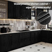 COSNIGHT Black Peel and Stick Wallpaper, Wood Grain Contact Paper Self Adhesive 15.7'' x 393'' Vinyl Wrap, Removable Wall Paper for Kitchen Countertop, Cabinet, Drawer, Shelf Liner