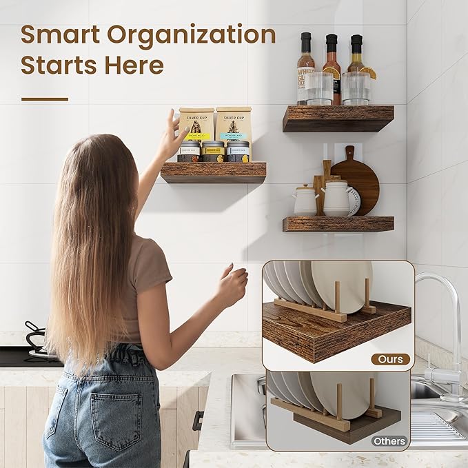 Square Floating Shelves for Wall, 9.25