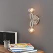 BRIGHTTIA Luna Duo 2 Light Wall Sconce - Mid Century Modern Fixture for Wall & Ceiling - Minimalist Edison Lamp for Hallway and Bathroom Vanity - Brushed Nickel (BW0026-2N)