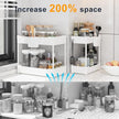 2 Pack Under Sink Organizer, Under Bathroom Cabinet Organizer with Hooks Hanging Cup, Multi-Purpose Storage Shelf for Kitchen Bathroom (White, 12.8 Inch)