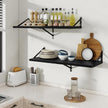 Floating Shelves, 12 Inch Deep Rustic Wood Wall Storage, 24W x 12D Wall Shelves Set of 2, Heavy Duty Metal Brackets, Large Industrial Book Shelf for Living Room, Kitchen, Bedroom, Black