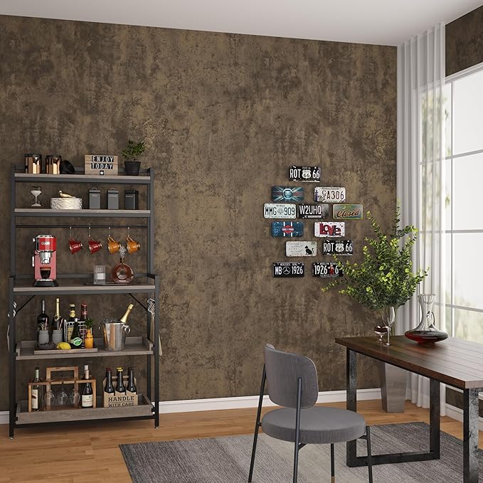 TOTIO 32x78inch Wide Concrete Wallpaper Peel and Stick Dark Brown Countertop Contact Paper Tan Cement Wall Paper Matte Thicken Bubble-Free Design Waterproof Self-Adhesive Vinyl Wall Sticker Removable