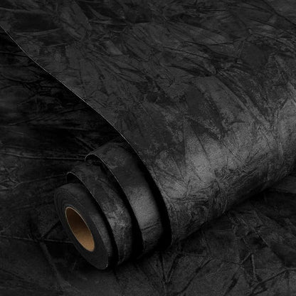 YENHOME 30"X200" Black Velvet Wallpaper Peel and Stick Black Vintage Velvet Textured Wallpaper for Bedroom Self Adhesive Felt Fabric Sheets Roll Soft Textured Contact Paper Flocking Liner