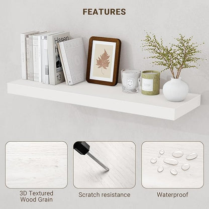 55 Inch Floating Shelves, 55"x9.25"x1.5" Inch Deep Floating Shelves for Wall, Wooden Shelves for Bathroom, Bedroom, Living Room, Cream White Oak,1 Piece