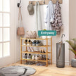 4-Tier Bamboo Shoe Rack for Entryway, Stackable | Foldable | Natural, Shoe Organizer for Hallway Closet, Free Standing Shoe Racks for Indoor Outdoor