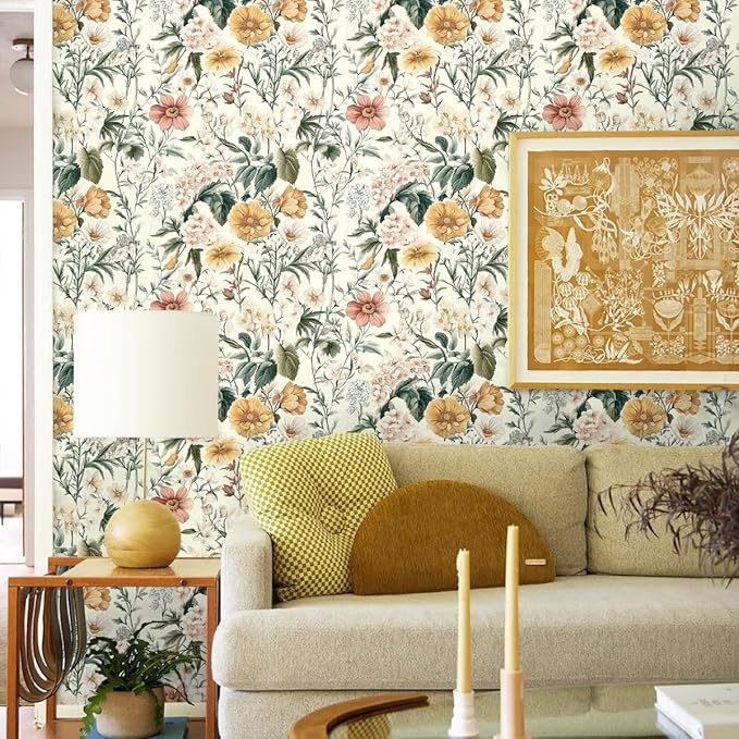 Livebor Vintage Floral Peel and Stick Wallpaper Floral Contact Paper 16.9