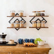 Set of 2 Floating Shelves Farmhouse Wall Shelves 2-Tier Decorative Hanging Shelves Wall Mounted Bathroom Shelves Wooden Wall Decor Shelf (Dark Brown)