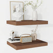 Fun Memories Floating Shelves - 2 Pack 12 Inch Rustic Wooden Wall Shelves - Extra Deeper & Thicker Wall Mounted Storage Shelf for Living Room, Kitchen, Farmhouse - 16